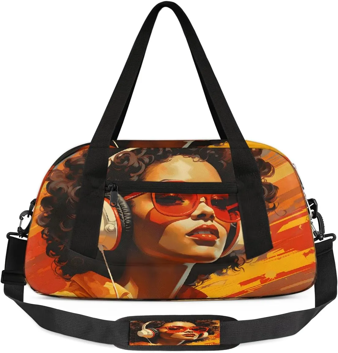 Gym Bag, African American Women Duffle Bag for Travel with Zipper Pocket, Waterpoof Foldable Overnight Bag for Women Man