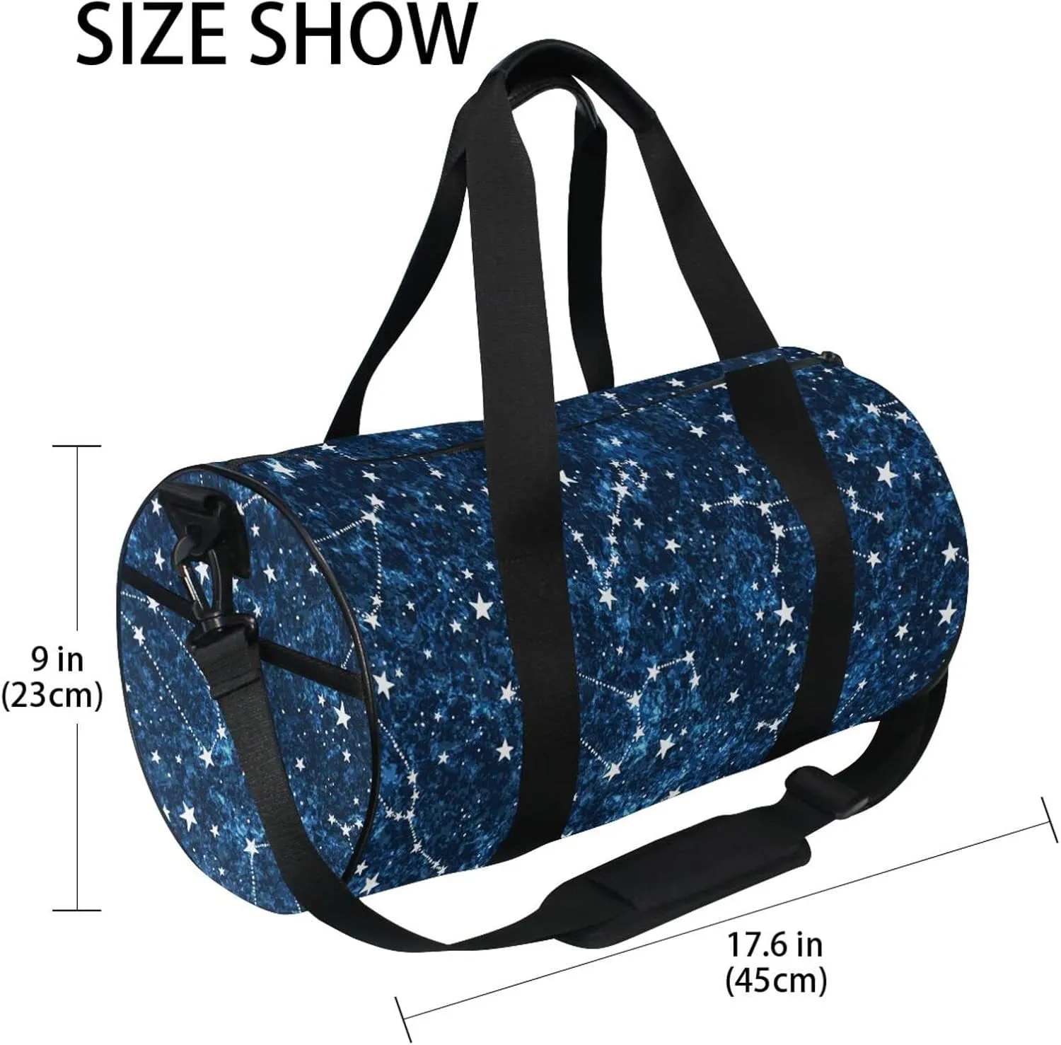 Gym Bag for Women and Men Small Duffel Bag for Sports Travel Weekender Overnight Vacation Beach Lightweight Carry on Bag for Boys Girls Constellation Blue