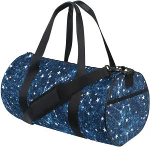 Gym Bag for Women and Men Small Duffel Bag for Sports Travel Weekender Overnight Vacation Beach Lightweight Carry on Bag for Boys Girls Constellation Blue