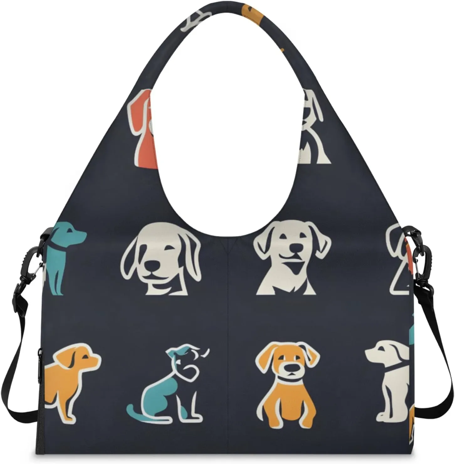 Gym Bag for Women Animal Dogs Theme Duffel Bag with Shoe Compartment and Yoga Mat Holder Portable Weekender Bags Travel Tote Bags