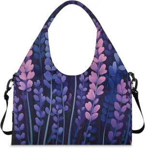 Gym Bag for Women Beautiful Lavenders Duffel Bag with Shoe Compartment and Yoga Mat Holder Portable Weekender Bags Travel Tote Bags