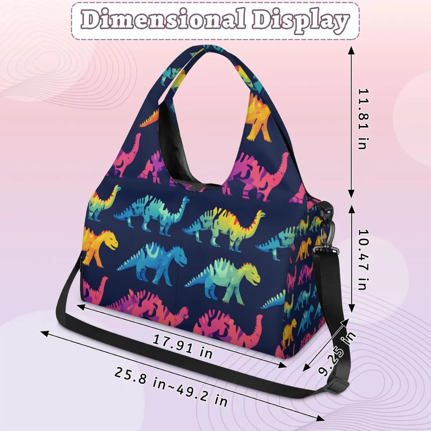 Gym Bag for Women Cool Dinosaurs Duffel Bag with Shoe Compartment and Yoga Mat Holder Portable Weekender Bags Travel Tote Bags