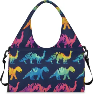Gym Bag for Women Cool Dinosaurs Duffel Bag with Shoe Compartment and Yoga Mat Holder Portable Weekender Bags Travel Tote Bags