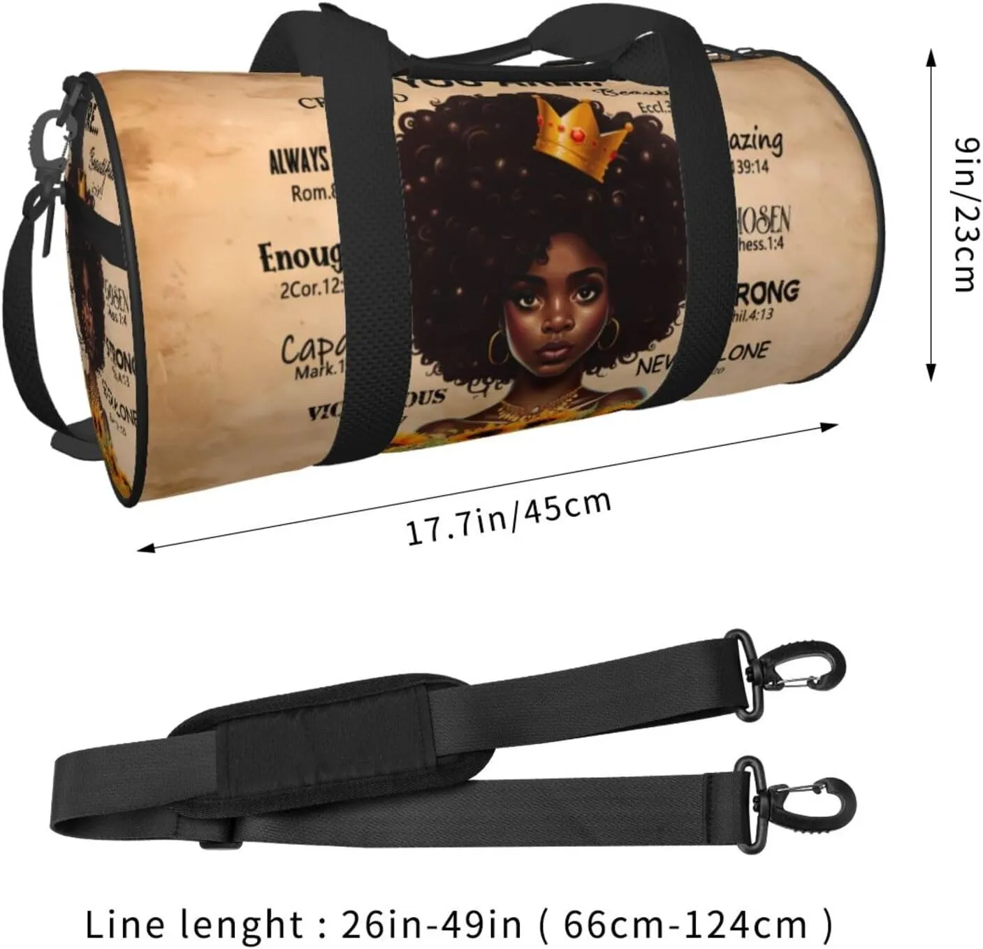 Gym bag for women Duffel Bags African American Afro Woman Sports Dance Bag Travel Luggage Bags for Men Women Weekender Sports Vacation