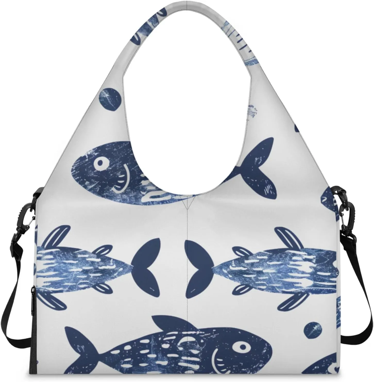 Gym Bag for Women Lovely Fish Duffel Bag with Shoe Compartment and Yoga Mat Holder Portable Weekender Bags Travel Tote Bags