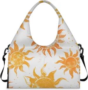 Gym Bag for Women Sun Theme Duffel Bag with Shoe Compartment and Yoga Mat Holder Portable Weekender Bags Travel Tote Bags