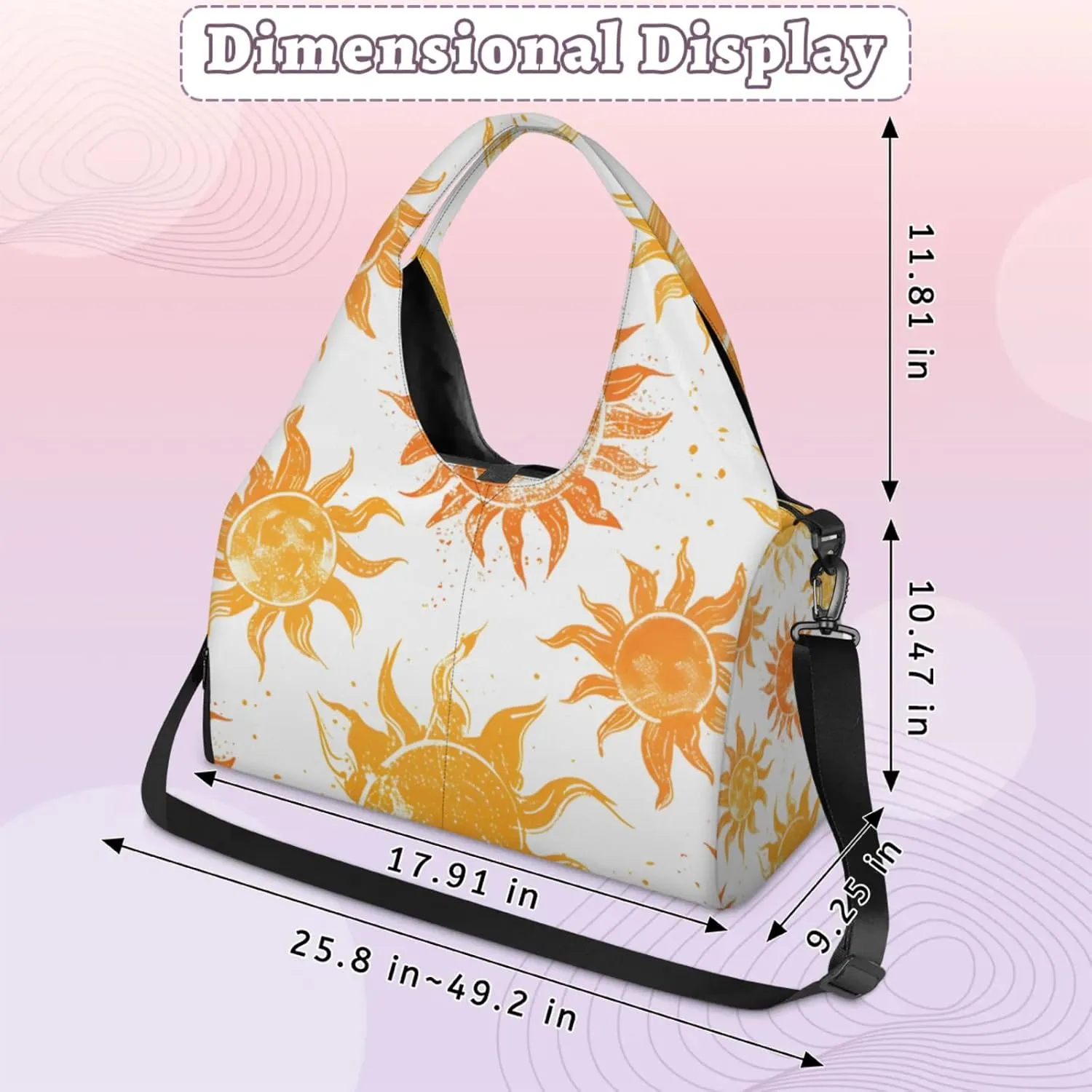 Gym Bag for Women Sun Theme Duffel Bag with Shoe Compartment and Yoga Mat Holder Portable Weekender Bags Travel Tote Bags