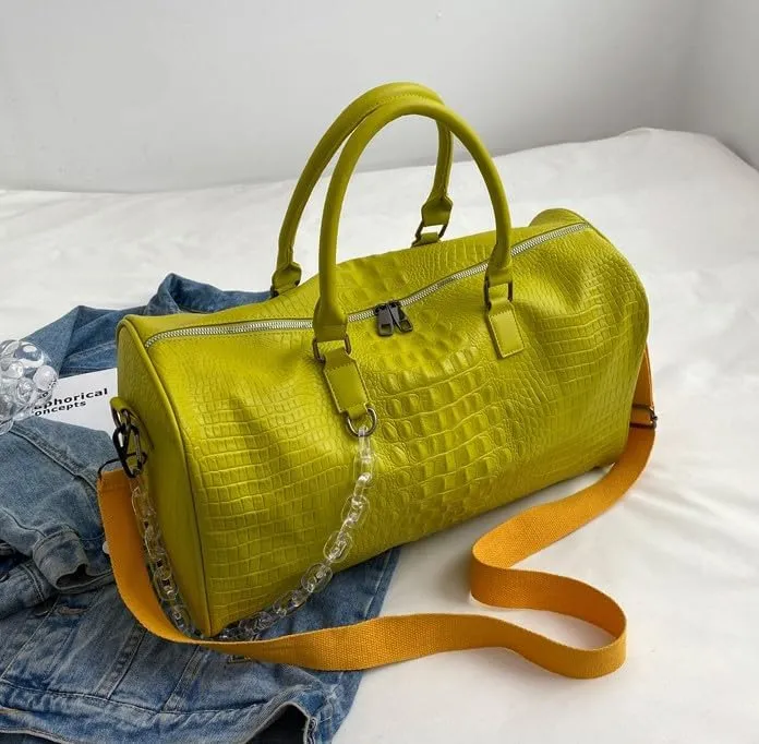Gym Bag for Women, Weekender Bags for Women Travel, Crossbody Bag with Adjustable Strap for Travelling, Sports, Hospital (Yellow)