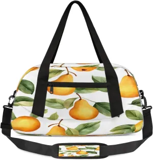 Gym Bag, Fruit Pear Duffle Bag for Travel with Zipper Pocket, Waterpoof Foldable Overnight Bag for Women Man