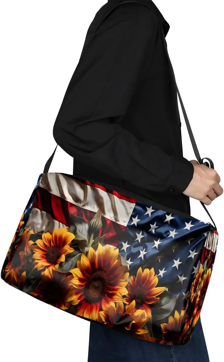 Gym Bags for Men 14.8 Inch Lightweight Carry On Bags for Airplanes Waterproof Duffle Bag for Travel, America Patriotic Print
