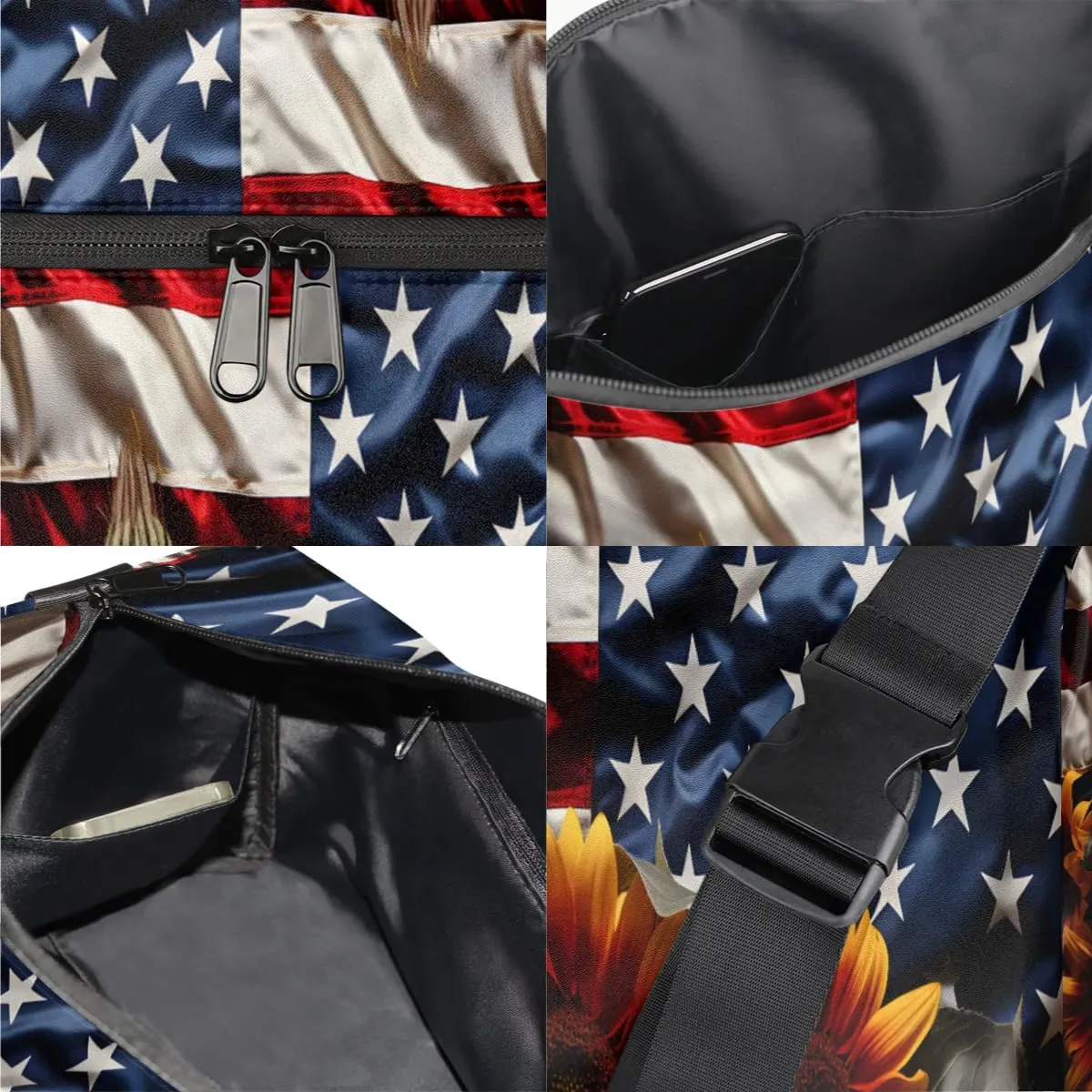 Gym Bags for Men 14.8 Inch Lightweight Carry On Bags for Airplanes Waterproof Duffle Bag for Travel, America Patriotic Print