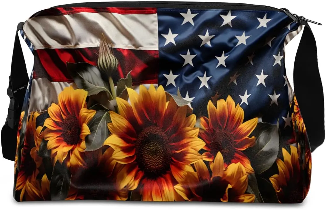 Gym Bags for Men 14.8 Inch Lightweight Carry On Bags for Airplanes Waterproof Duffle Bag for Travel, America Patriotic Print
