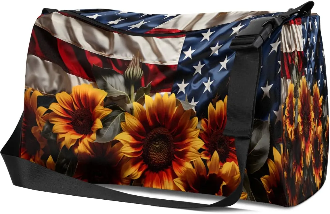Gym Bags for Men 14.8 Inch Lightweight Carry On Bags for Airplanes Waterproof Duffle Bag for Travel, America Patriotic Print
