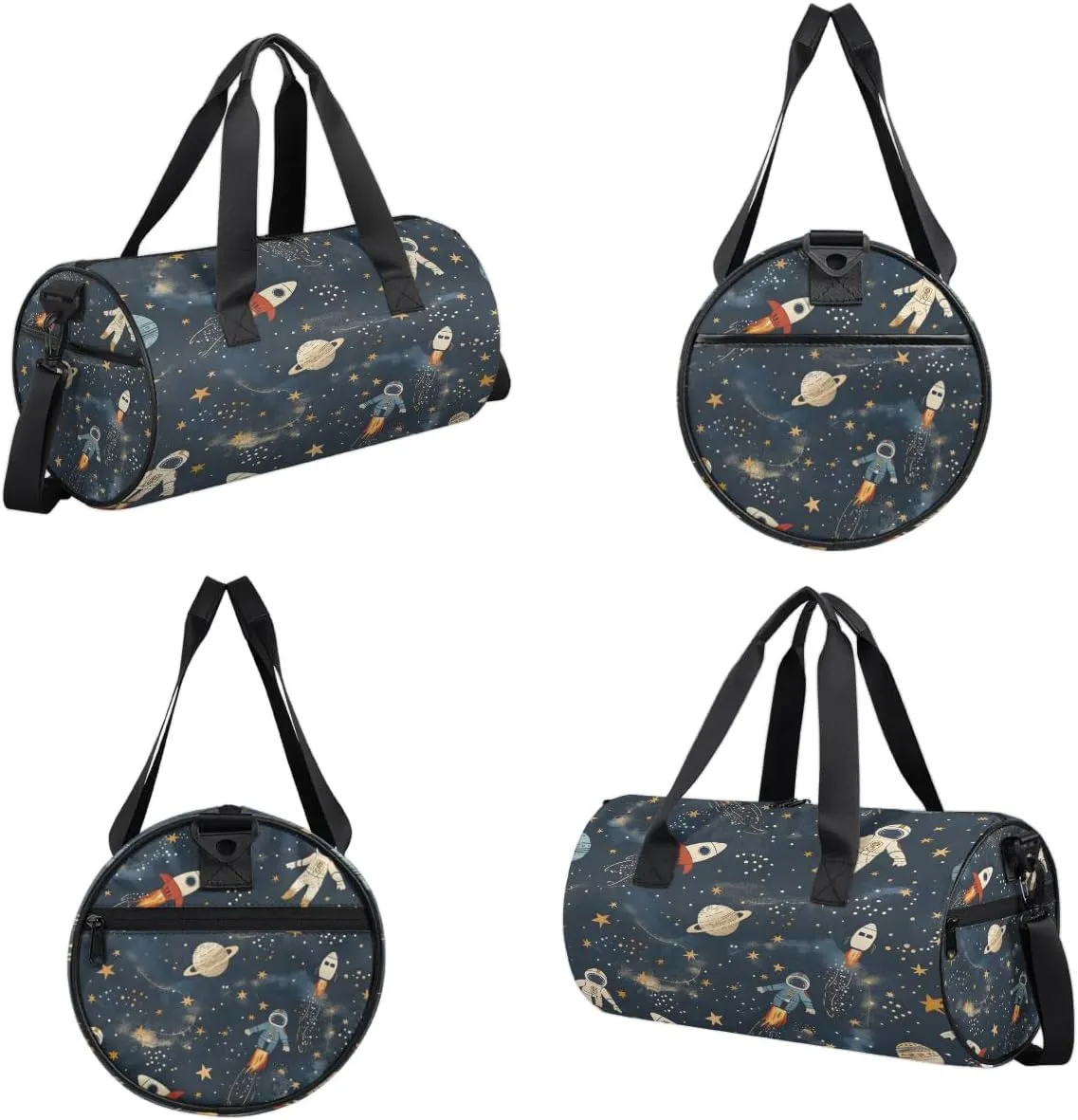 Gym Bags for Men Women Astronaut Rocket Planet Sports Duffel Bags Carry On Travel Duffle Bag with Detachable Adjustable Shoulder Strap Overnight Weekender Bag