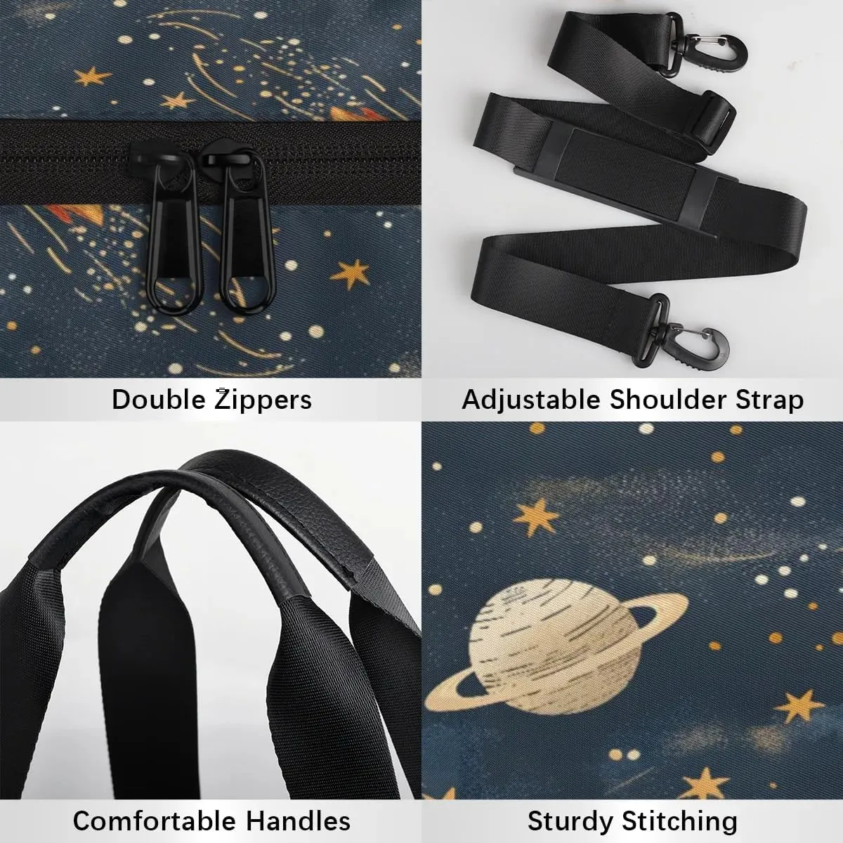 Gym Bags for Men Women Astronaut Rocket Planet Sports Duffel Bags Carry On Travel Duffle Bag with Detachable Adjustable Shoulder Strap Overnight Weekender Bag