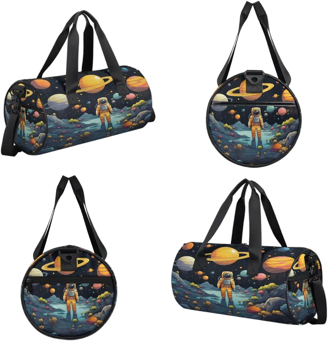 Gym Bags for Men Women Astronaut Space Planet Sports Duffel Bags Carry On Travel Duffle Bag with Detachable Adjustable Shoulder Strap Overnight Weekender Bag