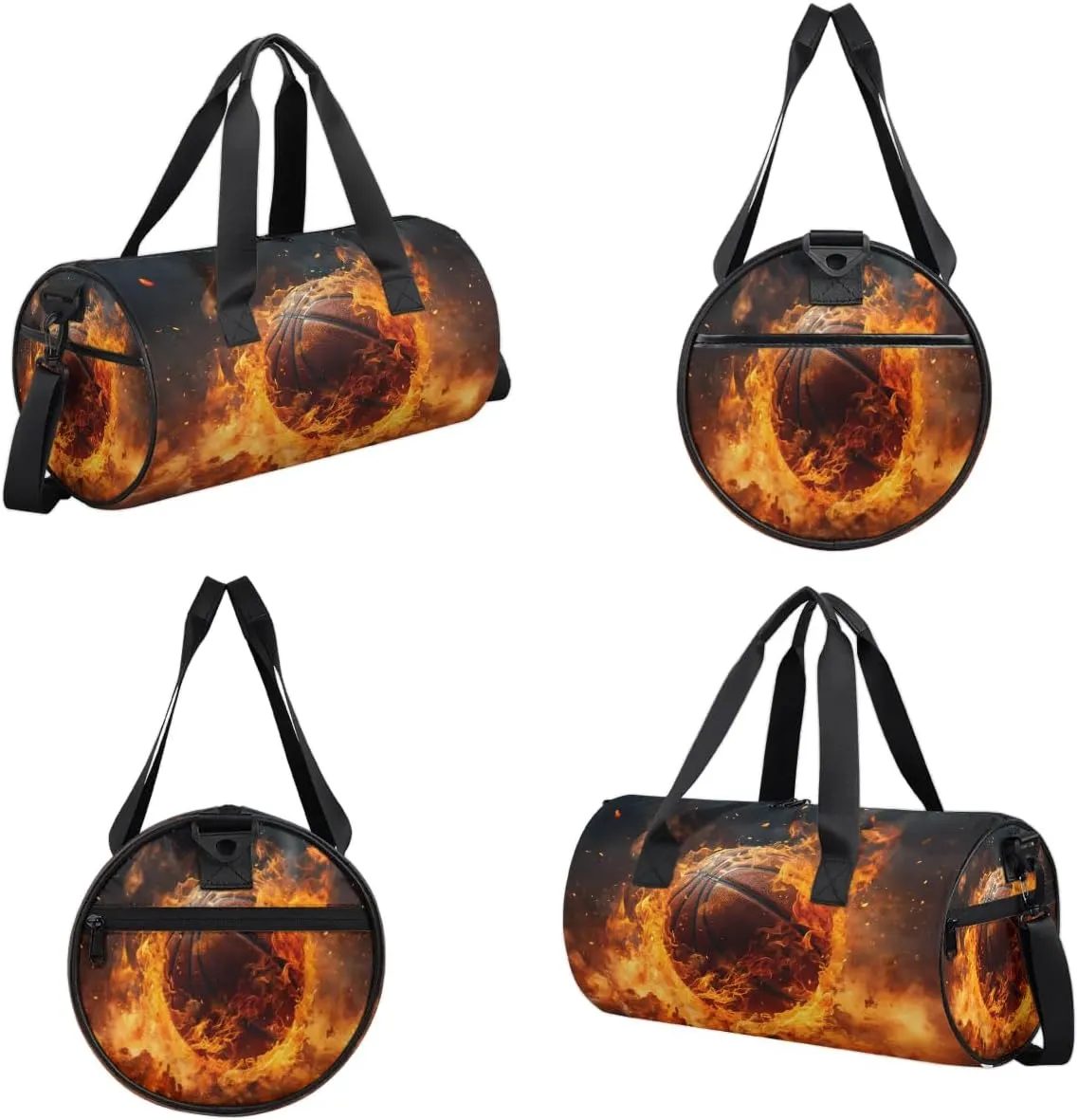 Gym Bags for Men Women Basketball Fire Sports Duffel Bags Carry On Travel Duffle Bag with Detachable Adjustable Shoulder Strap Overnight Weekender Bag