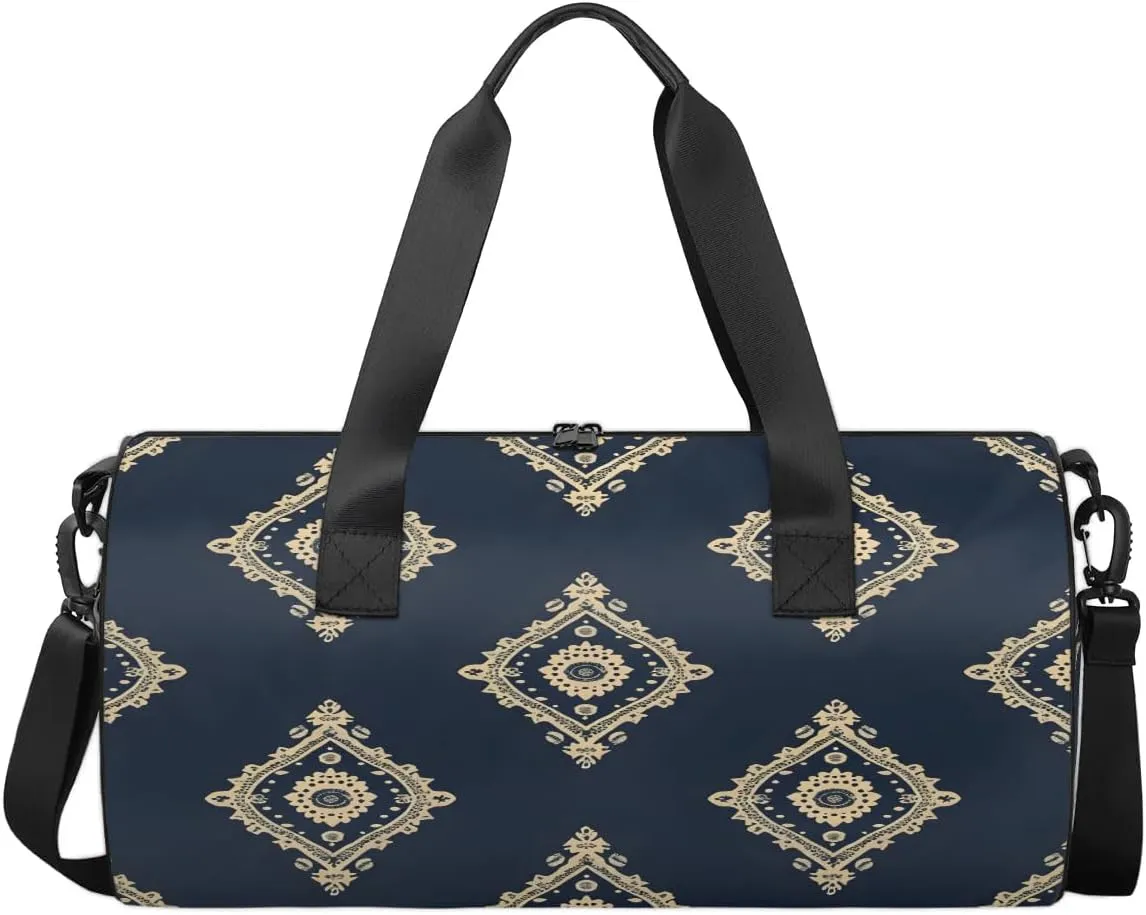 Gym Bags for Men Women Boho Design Sports Duffel Bags Carry On Travel Duffle Bag with Detachable Adjustable Shoulder Strap Overnight Weekender Bag