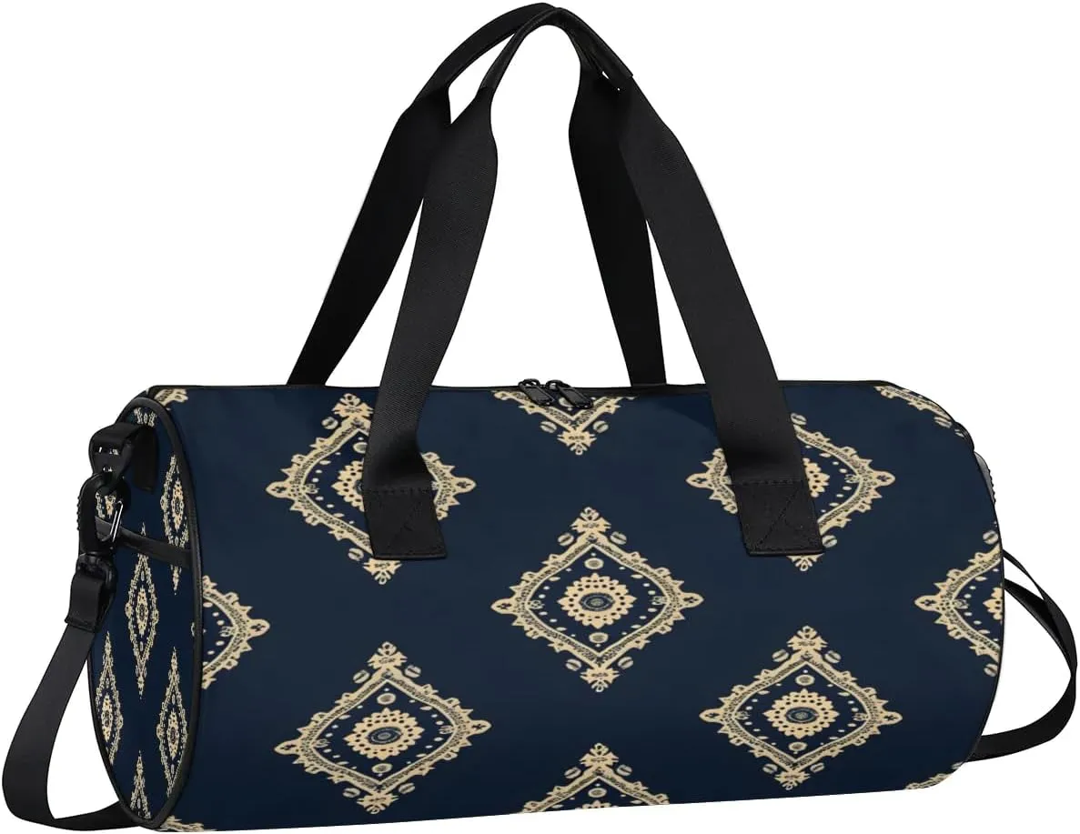 Gym Bags for Men Women Boho Design Sports Duffel Bags Carry On Travel Duffle Bag with Detachable Adjustable Shoulder Strap Overnight Weekender Bag