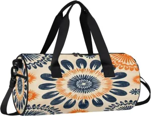 Gym Bags for Men Women Boho Printed Sports Duffel Bags Carry On Travel Duffle Bag with Detachable Adjustable Shoulder Strap Overnight Weekender Bag