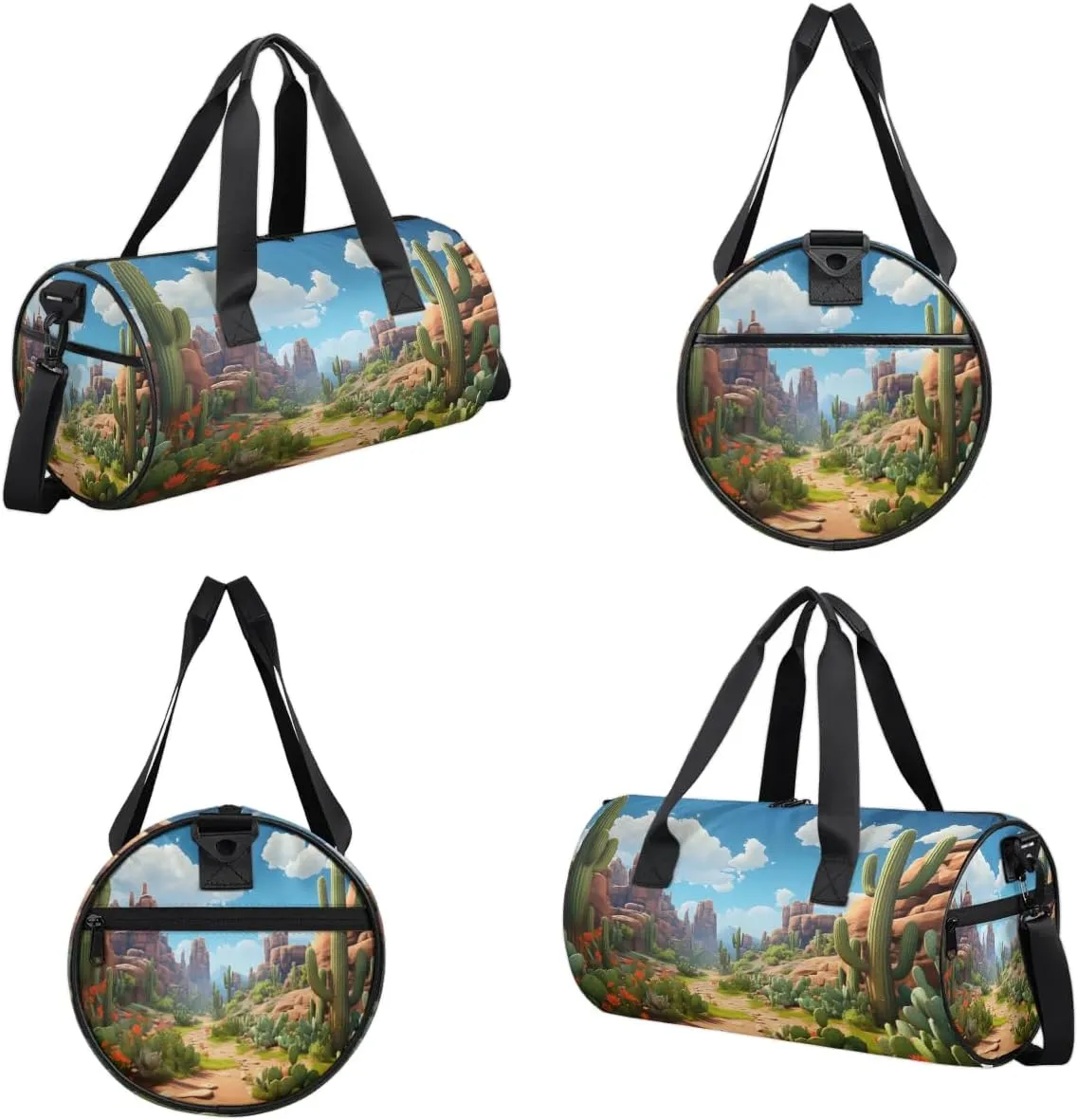 Gym Bags for Men Women Cactus Landscape Sports Duffel Bags Carry On Travel Duffle Bag with Detachable Adjustable Shoulder Strap Overnight Weekender Bag