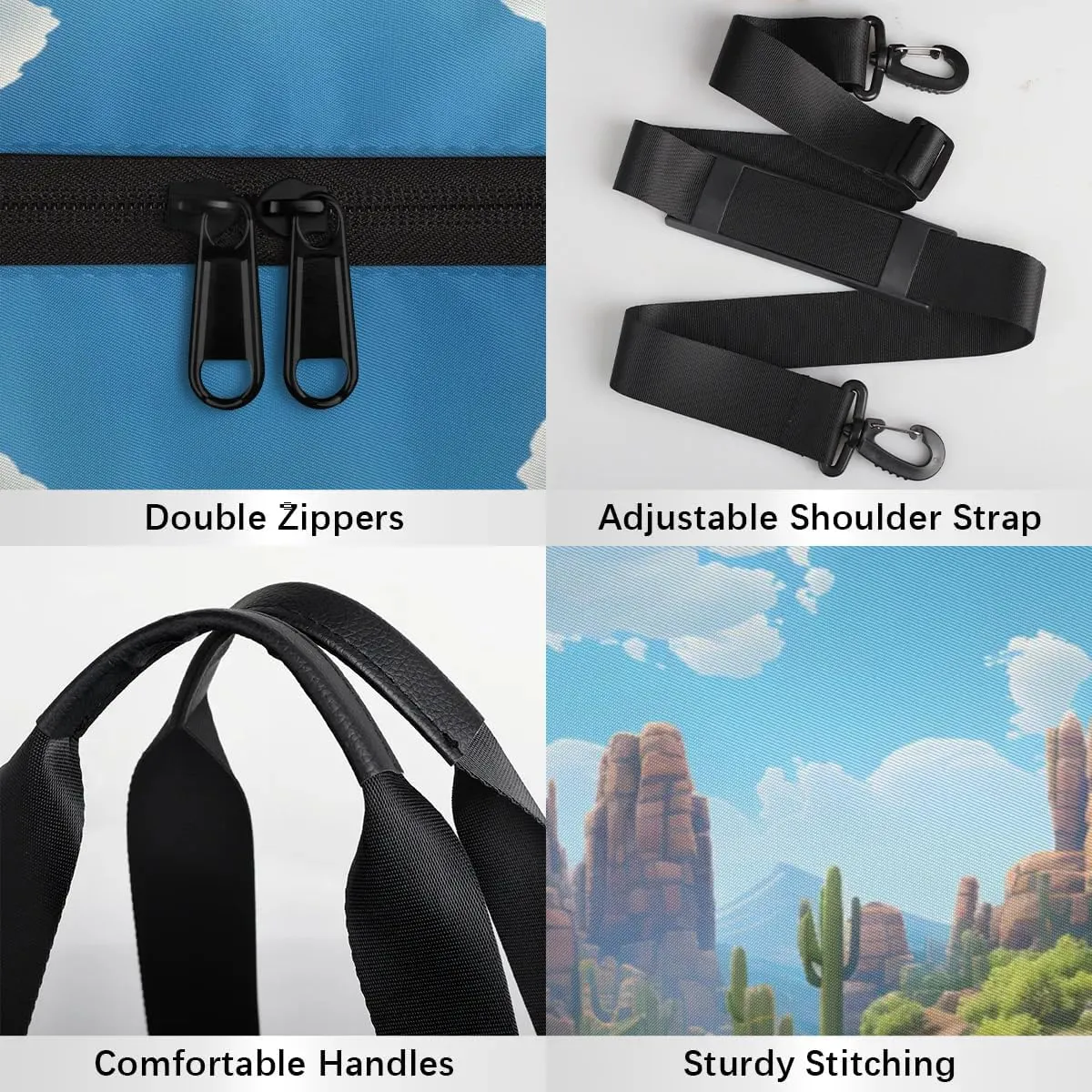 Gym Bags for Men Women Cactus Landscape Sports Duffel Bags Carry On Travel Duffle Bag with Detachable Adjustable Shoulder Strap Overnight Weekender Bag