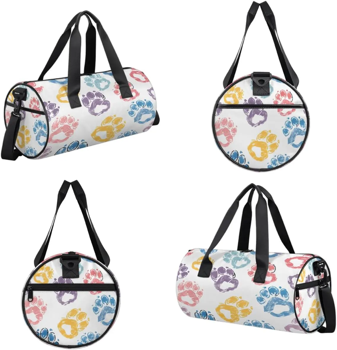 Gym Bags for Men Women Cute Cats Paw Prints Sports Duffel Bags Carry On Travel Duffle Bag with Detachable Adjustable Shoulder Strap Overnight Weekender Bag