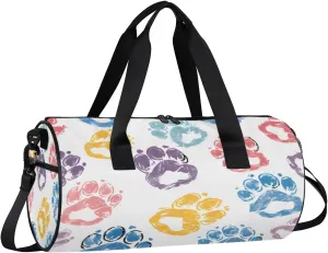 Gym Bags for Men Women Cute Cats Paw Prints Sports Duffel Bags Carry On Travel Duffle Bag with Detachable Adjustable Shoulder Strap Overnight Weekender Bag