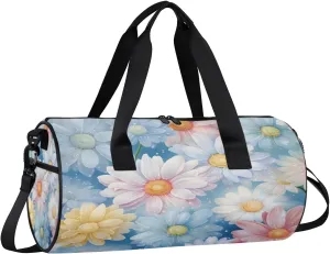 Gym Bags for Men Women Cute Daisies Sports Duffel Bags Carry On Travel Duffle Bag with Detachable Adjustable Shoulder Strap Overnight Weekender Bag