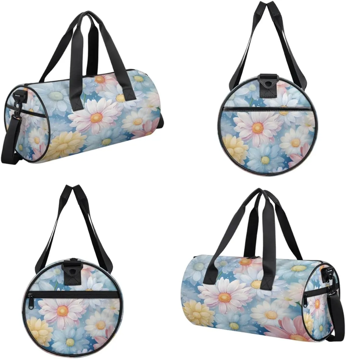 Gym Bags for Men Women Cute Daisies Sports Duffel Bags Carry On Travel Duffle Bag with Detachable Adjustable Shoulder Strap Overnight Weekender Bag