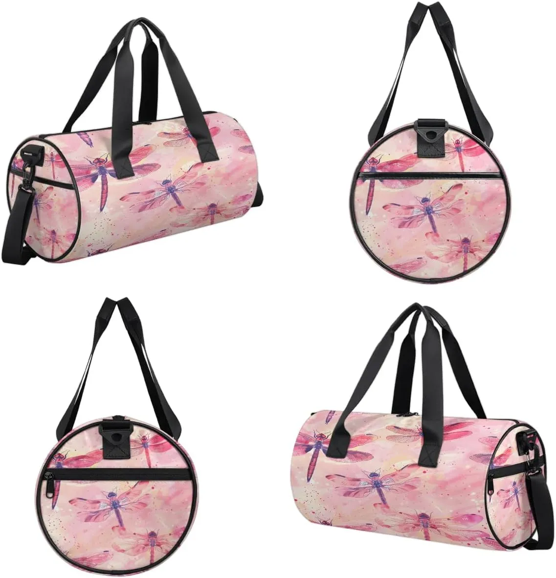 Gym Bags for Men Women Dragonfly Themed Sports Duffel Bags Carry On Travel Duffle Bag with Detachable Adjustable Shoulder Strap Overnight Weekender Bag