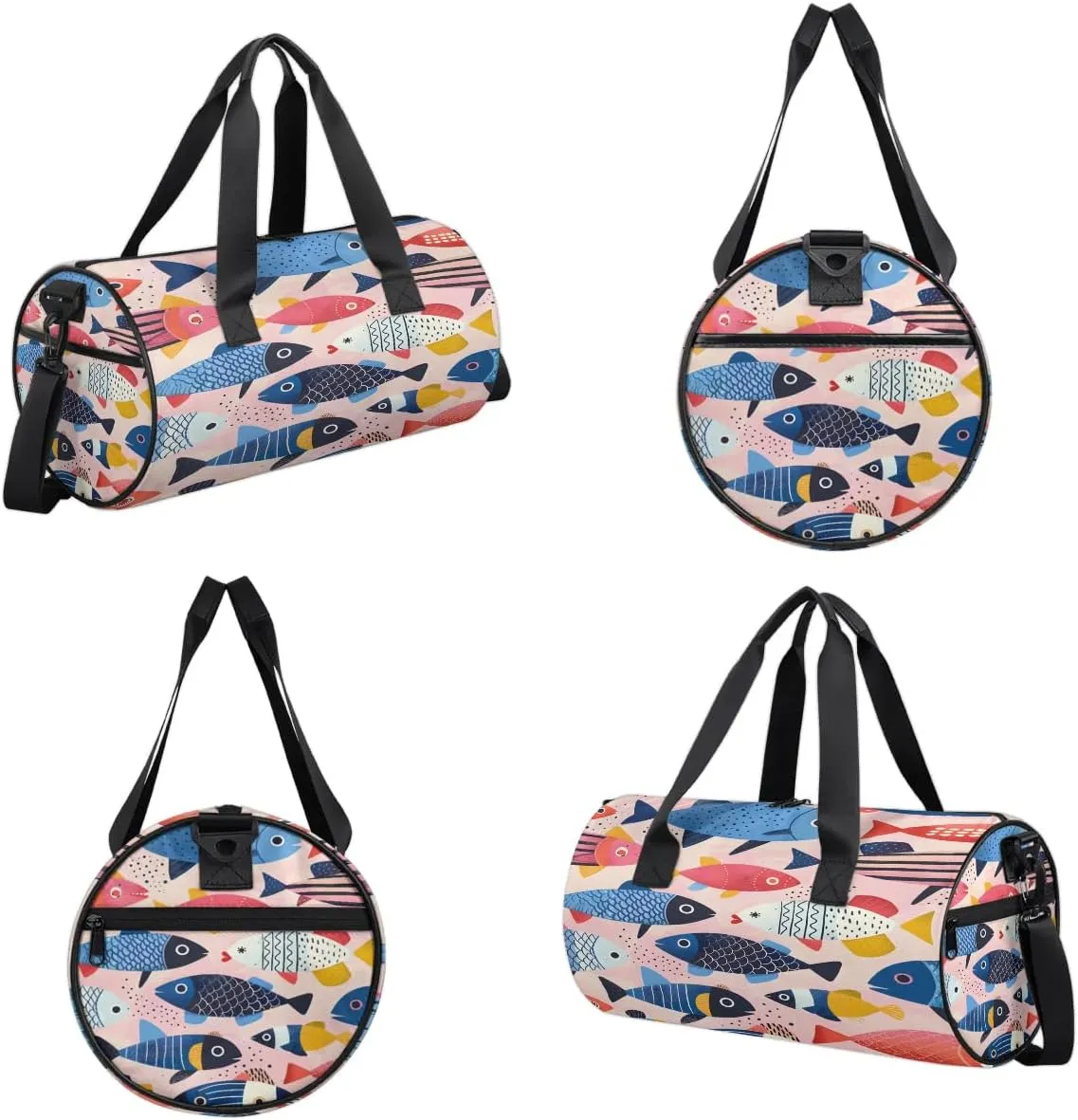 Gym Bags for Men Women Fishes Theme Sports Duffel Bags Carry On Travel Duffle Bag with Detachable Adjustable Shoulder Strap Overnight Weekender Bag