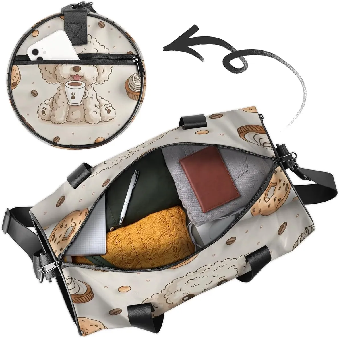 Gym Bags for Men Women Sweet Dog Sports Duffel Bags Carry On Travel Duffle Bag with Detachable Adjustable Shoulder Strap Overnight Weekender Bag