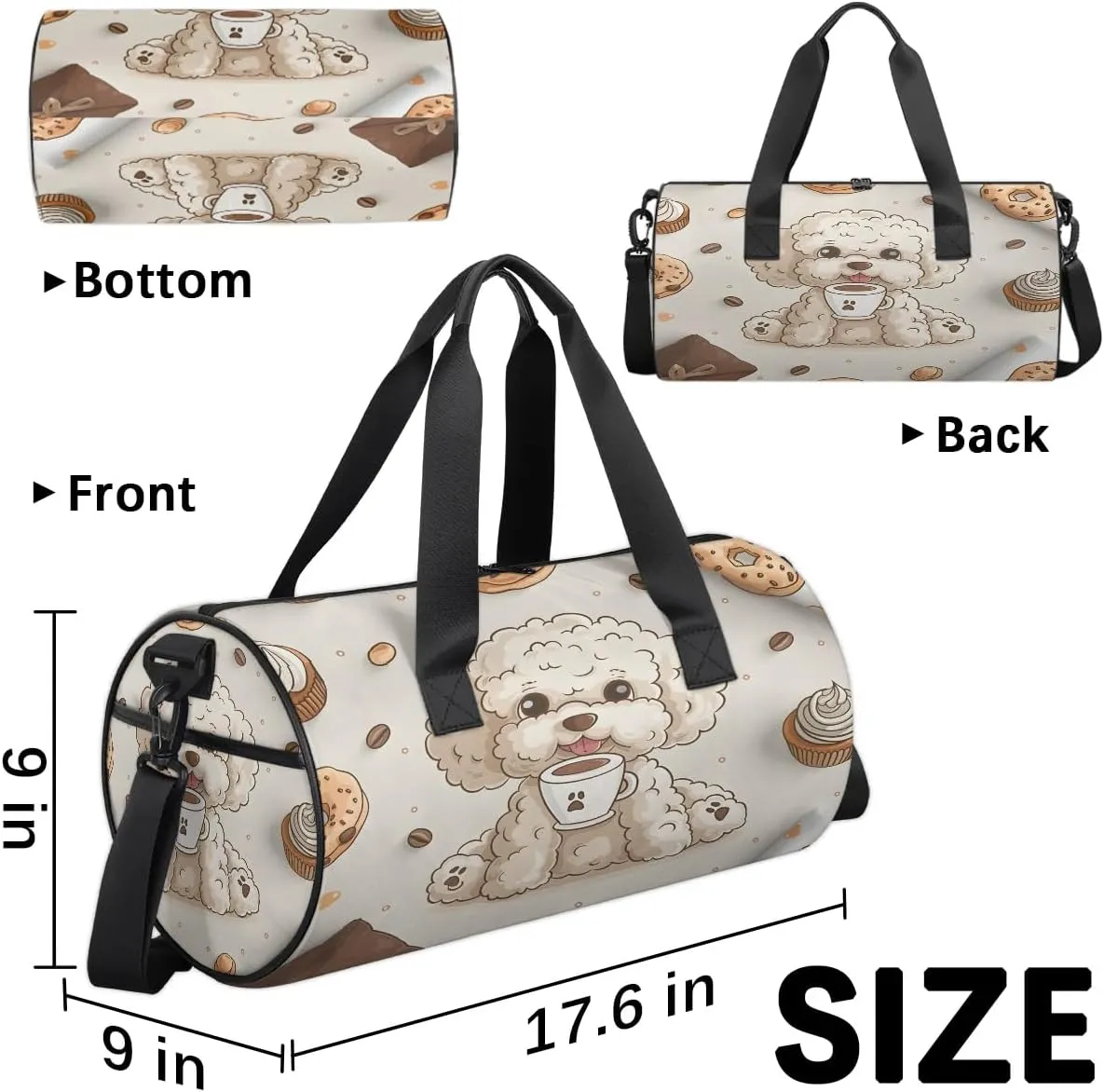Gym Bags for Men Women Sweet Dog Sports Duffel Bags Carry On Travel Duffle Bag with Detachable Adjustable Shoulder Strap Overnight Weekender Bag