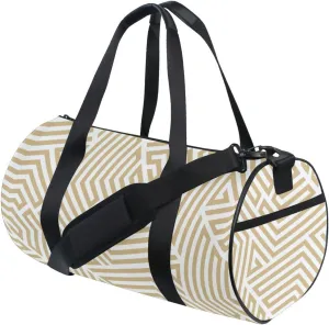 Gym Bag,Sports Duffle Bag,Cute Gym Bags with Inner Pocket,Weekender Travel Bag For Sport Workout Women Men,17.6x9 IN Beige Lines