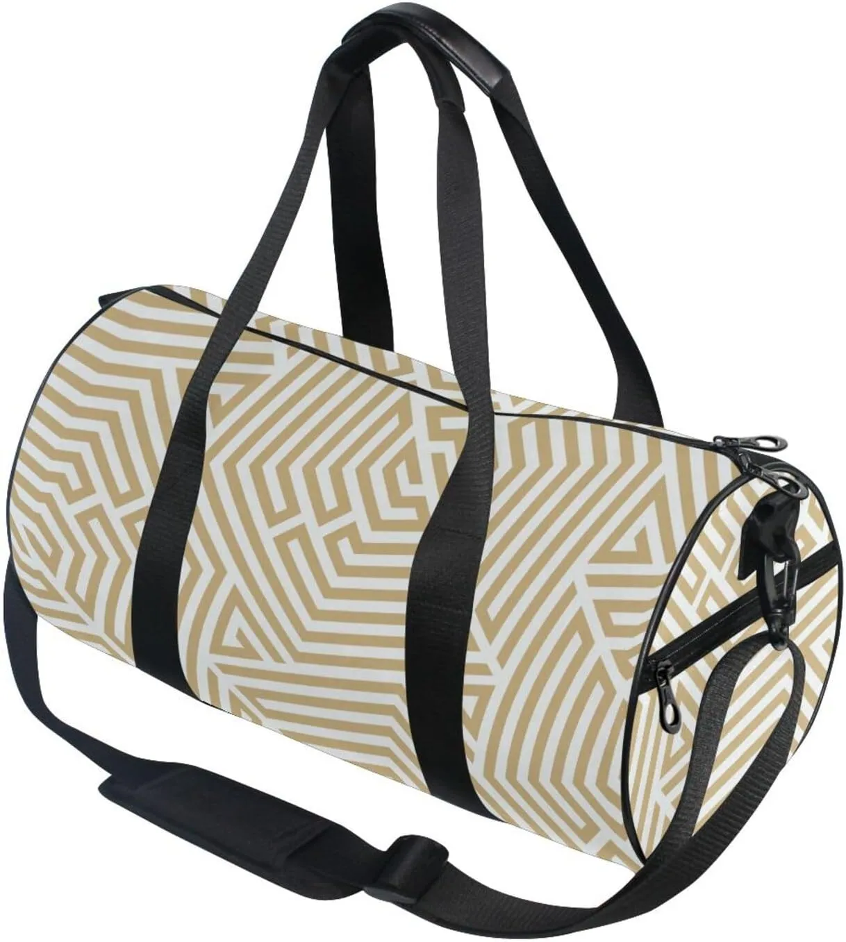 Gym Bag,Sports Duffle Bag,Cute Gym Bags with Inner Pocket,Weekender Travel Bag For Sport Workout Women Men,17.6x9 IN Beige Lines