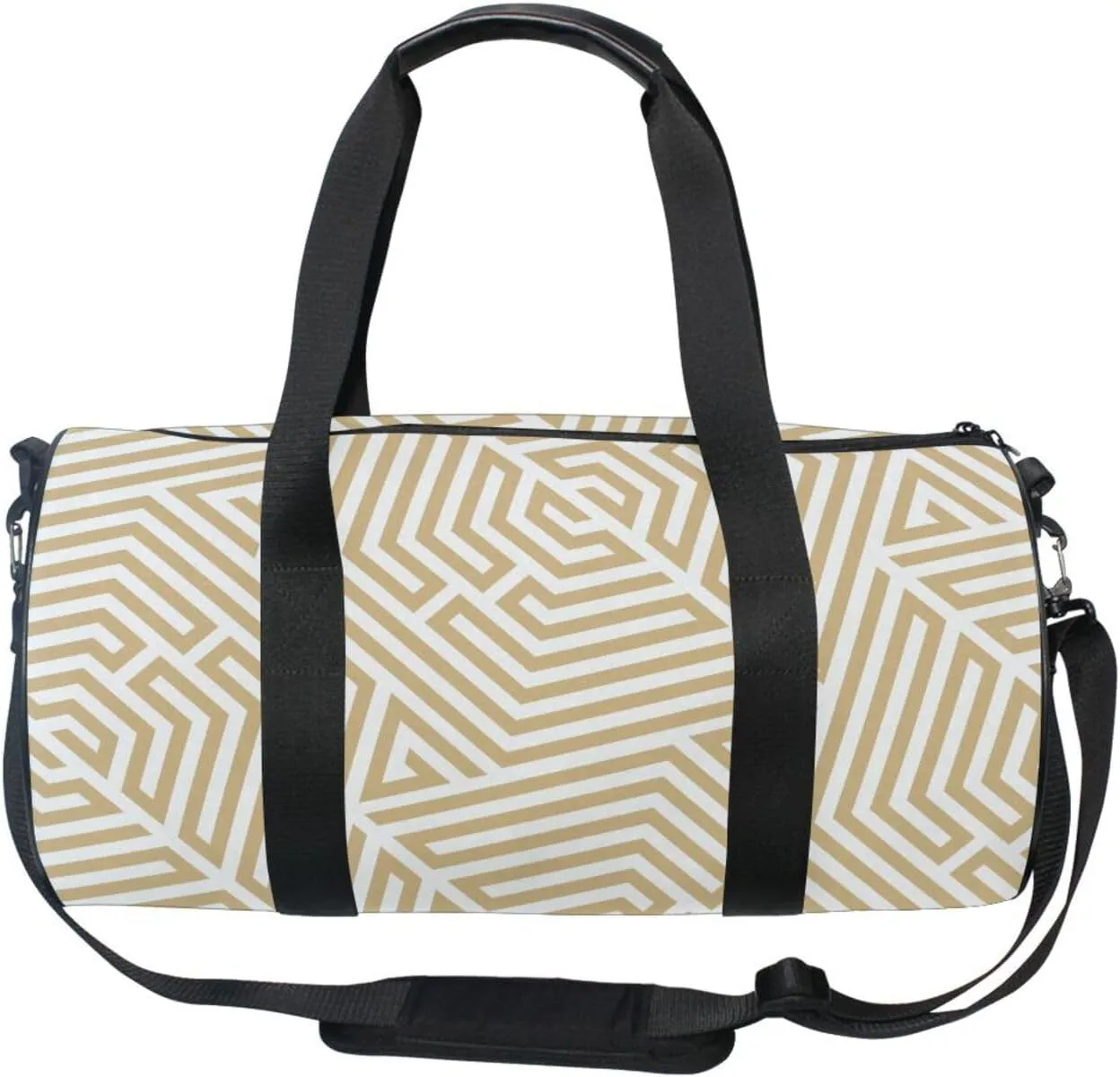 Gym Bag,Sports Duffle Bag,Cute Gym Bags with Inner Pocket,Weekender Travel Bag For Sport Workout Women Men,17.6x9 IN Beige Lines