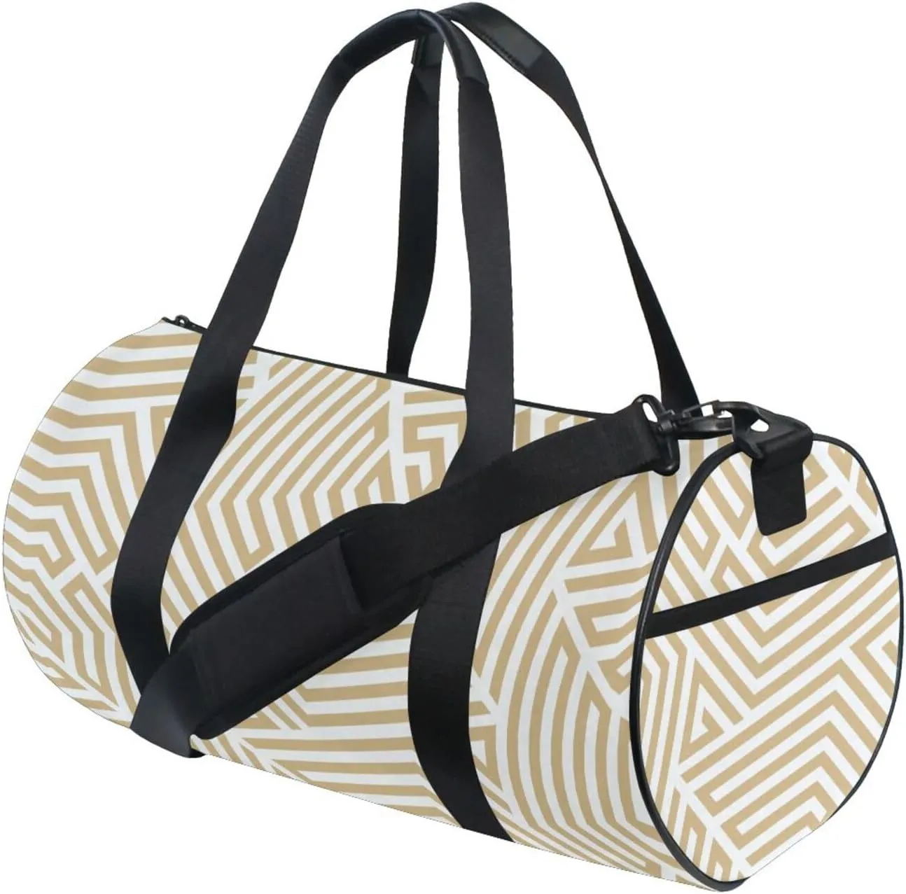 Gym Bag,Sports Duffle Bag,Cute Gym Bags with Inner Pocket,Weekender Travel Bag For Sport Workout Women Men,17.6x9 IN Beige Lines