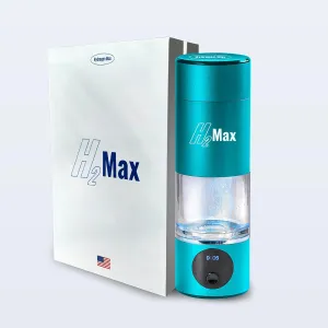 H2Max Hydrogen Water Bottle - 6000ppb (6ppm) High Concentration, SPE & PEM Tech, Portable BPA-Free, 230ml, Rechargeable, Lightweight, for Home, Office & Travel (Blue)