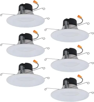 HALO LT 5 / 6 Inch In/Outdoor Recessed LED Retrofit Trim Can Light, 3CCT 3000K/4000K/5000K, 6-Pack, LT56069FS351EWHR-6PK