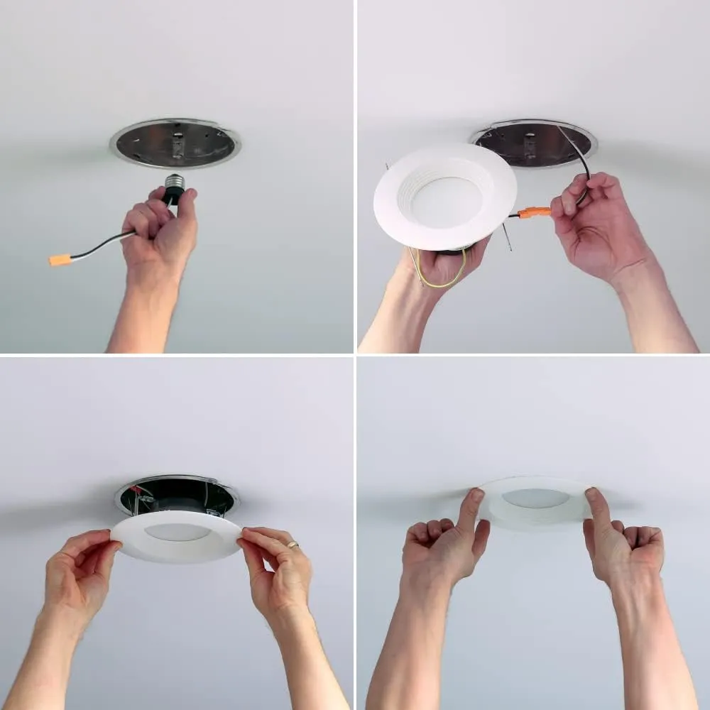 HALO LT 5 / 6 Inch In/Outdoor Recessed LED Retrofit Trim Can Light, 3CCT 3000K/4000K/5000K, 6-Pack, LT56069FS351EWHR-6PK