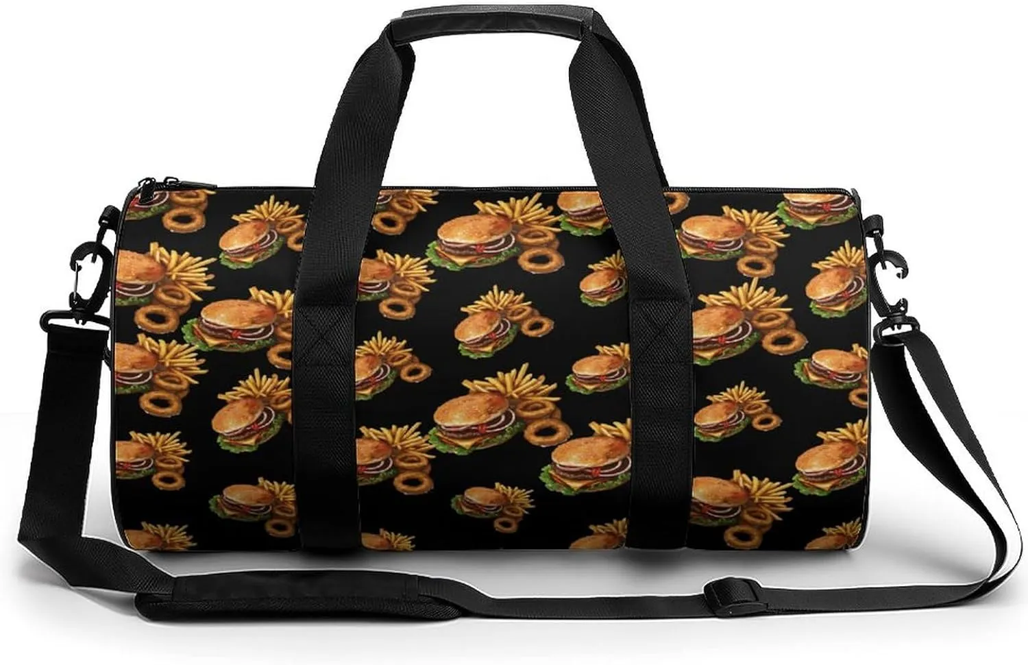 Hamburger And Chips Travel Duffel Bag Gym Bags Sports Tote Shoulder Weekender Handbag for Men Women