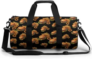 Hamburger And Chips Travel Duffel Bag Gym Bags Sports Tote Shoulder Weekender Handbag for Men Women