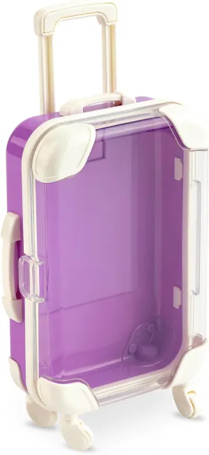 Hammont Suitcase Storage Boxes - 3 Pack - Large Capacity Pencil Case - 7.5x5x2.5 - Plastic Candy travel gift Box - Rolling with Transparent Lid | Perfect for s Supplies & Party Favors (Purple)