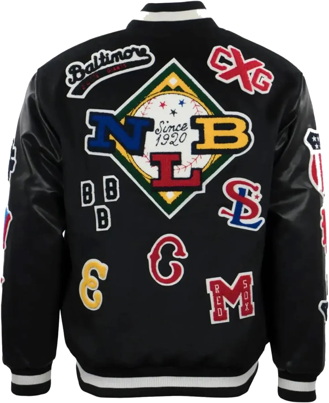 H&D Clothing Neegro League Baseball Allover Black Varsity Jacket NY All Baseball League Style Varsity Jacket