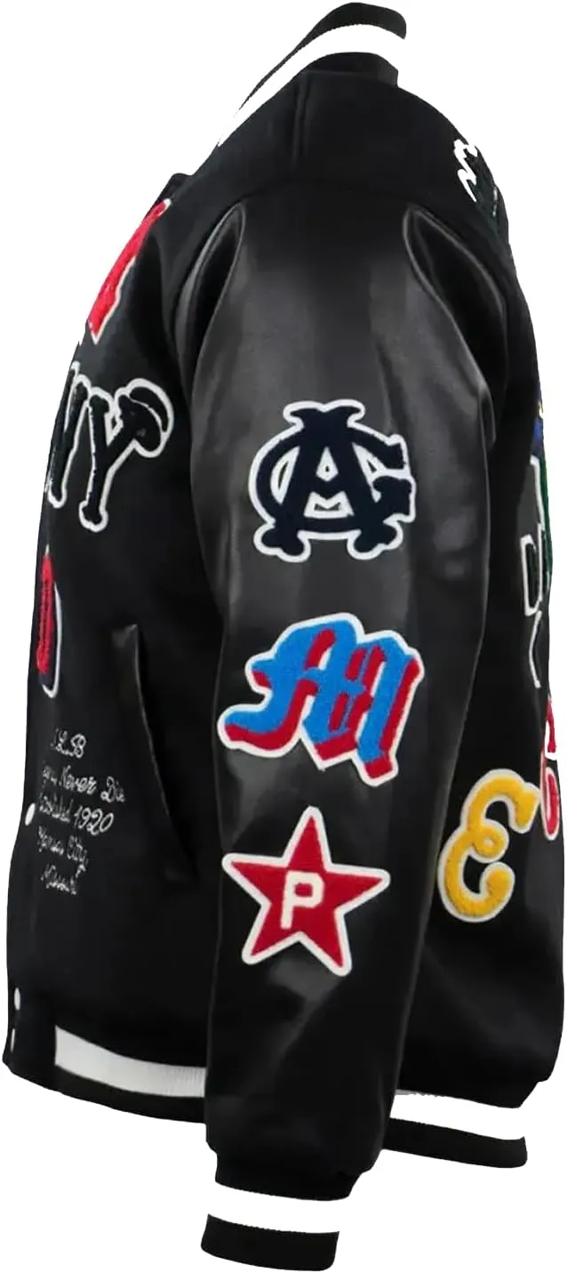 H&D Clothing Neegro League Baseball Allover Black Varsity Jacket NY All Baseball League Style Varsity Jacket