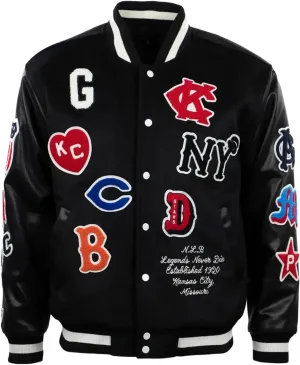 H&D Clothing Neegro League Baseball Allover Black Varsity Jacket NY All Baseball League Style Varsity Jacket