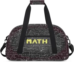 Hand Drawn Math Formulas Kids Overnighted Duffel Bag Carry-On Size & Ideal for School Practice or Weekender Travel with Zip and Shoulder Stra for Boys & Girls