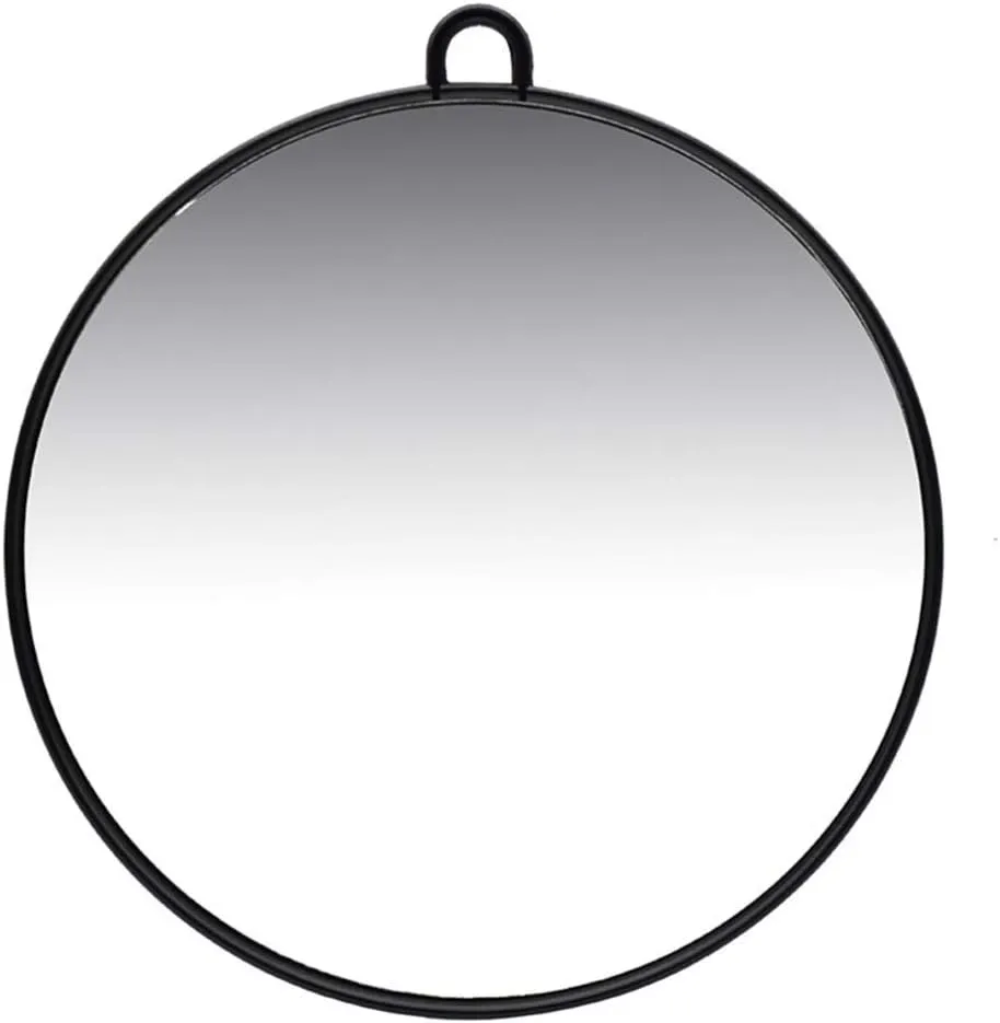 Hand Mirror Hand Held Barber Mirror Rear View Makeup Mirror Round Cosmetic Mirror for Home Hair Salon(Black)