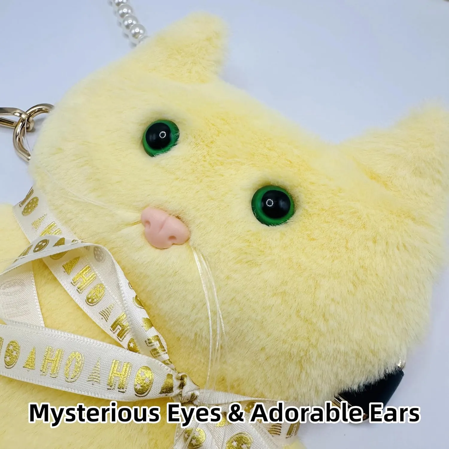 Handmade Plush Cat Messenger Bag, Cute Small Crossbody Cell Phone Bag Shoulder Bag Coin Pouch For Women Girls